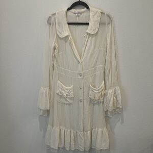 Marrika Nakk Ivory Velvet Duster Coat Rare Western Whimsycal Fairy Victorian